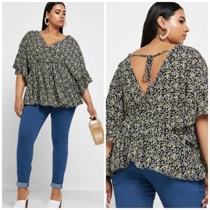 Lost Ink Floral Tie Back Blouse